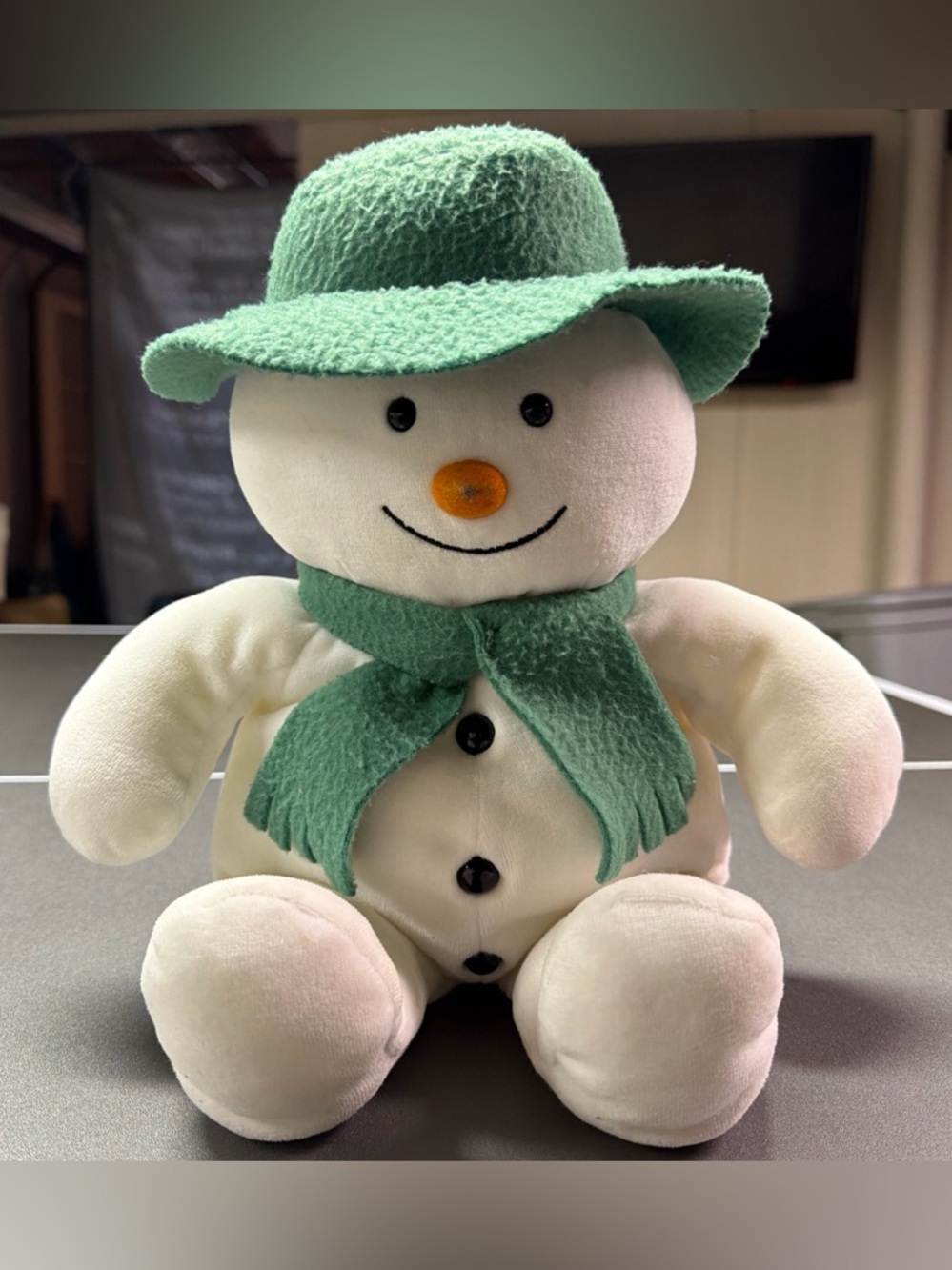Vintage Eden The Snowman Raymond Briggs 15” with Green Hat and Scarf 1990's Rare